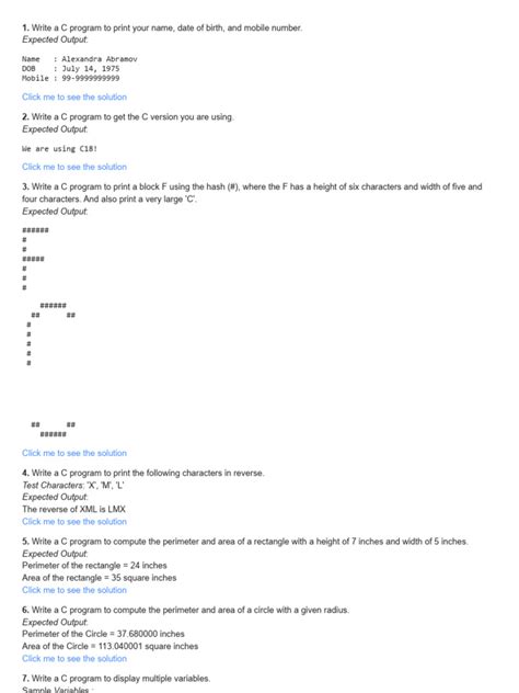 w3resource c programming|C programming Exercises, Practice, Solution .